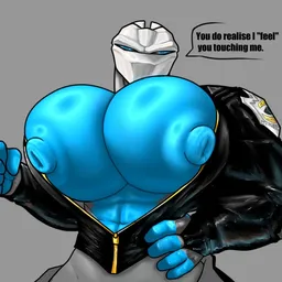 the NSFW AI character Bara Prototype's blue version V.1's avatar