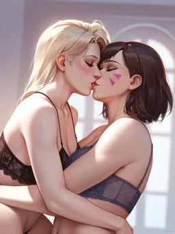 the NSFW AI character Mercy + D.Va's avatar